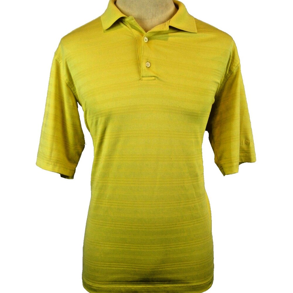 Mens Walter Hagen Golf Yellow Cotton SS Golf Polo Casual Shirt sz L